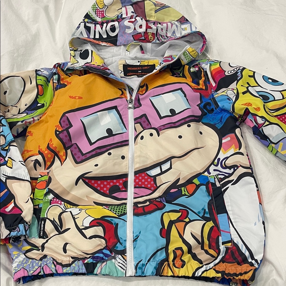 Members Only Multicolor Cartoon Graphic Zip-Up Hoodie